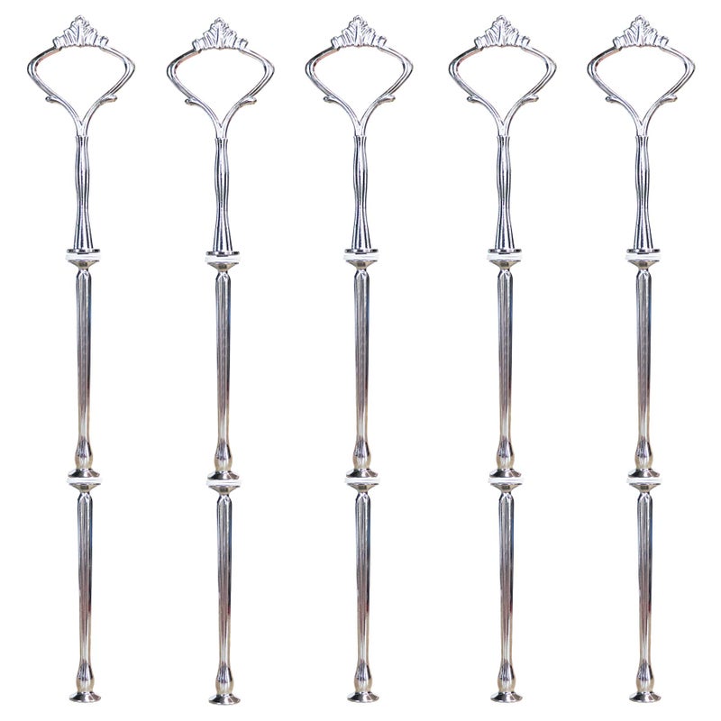 Happy Will 3 Tier Cake Stand Hardware Kits Heavy Duty for Tiered Fruit Cake Plate Stand Stable Handle Fitting Hardware Rod Cupcake Holder Support Silver Crown 5 Setsï¼ˆPlate not Includedï¼‰ - Image 4